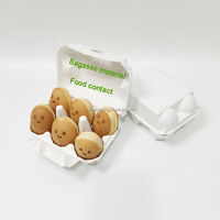 Carton à œufs écologique en pulpe de bagasse OUTIN E6, recyclable, blanc, 153x110x70mm, pour l'emballage d'aliments secs et de gaufres