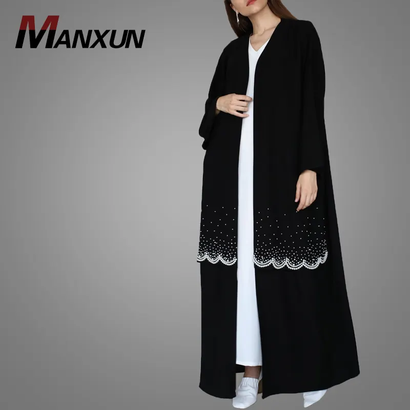 Vestido largo con abertura frontal para mujer, ropa islámica Manxun Muslimah, último diseño, Abaya, novedad de 2019