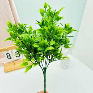 Bouquet de plantes vertes artificielles à 7 tiges et 35 mailles, hauteur 34 cm, pour décoration maison et mariage - Product Image 2