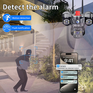 Caméra de sécurité solaire V380 <span class=keywords><strong>Pro</strong></span> 9MP <span class=keywords><strong>HD</strong></span> avec PTZ, réseau sans fil WIFI, surveillance à distance, sirène intégrée, micro, capteur CMOS, CCTV, 3 objectifs - Product Image 4