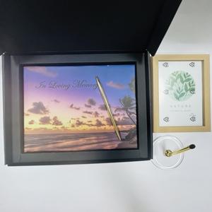 Aksesuarlar fotoğraf çerçevesi, kalem ve mum ile başsağlığı için SM-JZ073 cenaze ziyaretçi defteri seti - Product Image 2