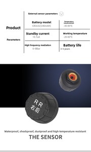 Sistema de alarma de presión de neumáticos incorporado digital Sensor TPMS de energía solar Medidores de neumáticos de plástico Sistema de alerta de seguridad - Product Image 4