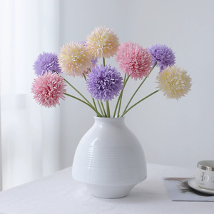 Casa Flores decorativas Dandelion Flores artificiais Crisântemo De Seda Bola Única Stem Pom Poms - Product Image 2