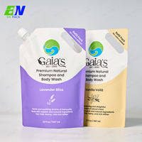 Pochette de recharge en papier kraft blanc écologique de 1000 ml avec trou de poignée pour un stockage sûr du shampoing et du détergent liquide
