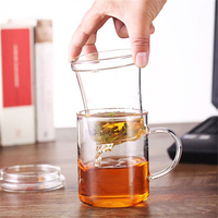 Ensemble de tasses et de gobelets en verre borosilicate écologique de luxe de 12 oz (350 ml) avec couvercle en bambou