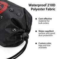 Sac de rangement en polyester imperméable noir, petit, multifonctionnel, avec cordon de serrage, personnalisable avec logo, pour accessoires de sport