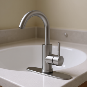 Grifo de Lavabo de un Solo Orificio, Acero Inoxidable con Acabado Níquel Cepillado, Diseño Moderno, Grifo de Lavabo de un Solo Grifo para Montaje en Encimera - Product Image 2