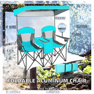 Silla Plegable de Aluminio para Camping, Silla Portátil para Senderismo y Estadio con Toldo y Bolsillo, Ideal para Picnic y Pesca - Product Image 2