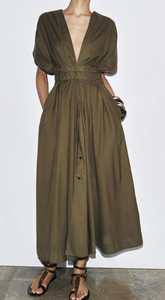 Abbigliamento <span class=keywords><strong>donna</strong></span> MYST & ZA 2025 estate nuovo elegante plissettato a tracolla con scollo a V a maniche corte abito <span class=keywords><strong>Midi</strong></span> 2965260 - Product Image 2