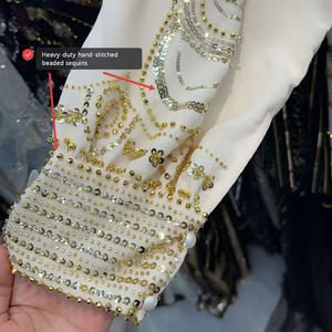 Robe longue de soirée de luxe perlée faite à la main avec cristaux, idéale pour les fêtes, le <span class=keywords><strong>Ramadan</strong></span>, taille unique, élégante, pour l'Aïd - Product Image 2