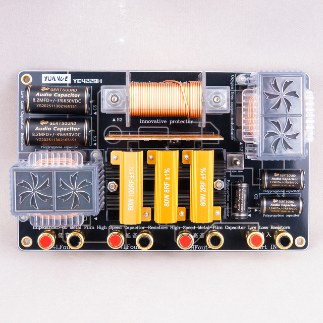 YE4229H Crossover Network 2 Way Speaker Frequency Divider 2 Way 2500W Treble/2 Bass Speaker Crossover for Speakers Accessories