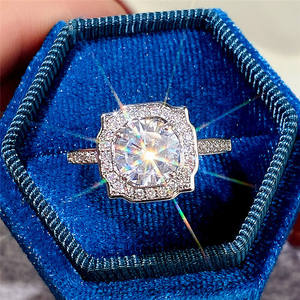 Anello Vintage F1175 con Diamante Taglio Brillante Rotondo per Donna, Anello di Fidanzamento Naturale con Montatura in Oro Bianco 14K - Product Image 4