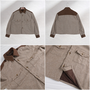 Nouvelle arrivée, veste en tissu <span class=keywords><strong>pied</strong></span>-<span class=keywords><strong>de</strong></span>-<span class=keywords><strong>poule</strong></span> contrasté personnalisée pour femmes, printemps - Product Image 4