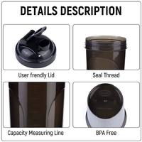 Logo personnalisé en plastique protéine Shaker bouteille d'eau Shaker tasse pour Gym sport Fitness avec fouet boule couvercle étanche