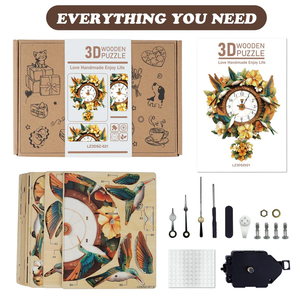 Horloge murale personnalisée en forme de colibri, puzzle en bois 3D, kit de modèle d'horloge, idéal pour la décoration du salon et de la maison - Product Image 6