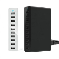 Chargeur USB rapide de bureau familial 60W 10 ports, alimentation murale multi-ports USB intelligents pour iPhone/iPad/Galaxy S23