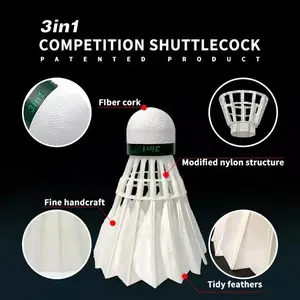 3in1 Shuttlecock Durable Hybrid 3in1 Shuttlecock OEM Available Feather Speed Custom Tournament Badminton Ball Badminton Shuttlecock For Training