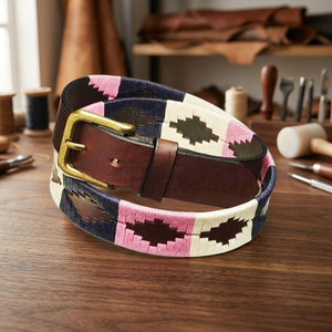 Cinturón Casual Duradero y Ligero de Cuero Vacuno con Estampado Floral y Hebilla Cuadrada de Acero, de Alta Calidad, Marca BS INTERNATIONAL - Product Image 1