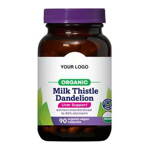 Suplemen Herbal Ekstrak Kapsul Milk Thistle Dandelion Standar Label Pribadi OEM 80% Silimarin untuk Fungsi Hati yang Sehat - Product Image 1