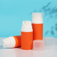 Flacon pompe airless en PP orange 50ml 100ml 150ml avec buse à bec de canard à large ouverture, distributeur de sérum et lotion sous vide, couleur personnalisée OEM ODM