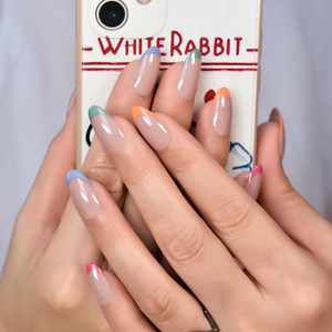 Nouveaux produits conseils colorés <span class=keywords><strong>faux</strong></span> <span class=keywords><strong>ongles</strong></span> pour fille Shopping moyen-court français brillant presse sur les <span class=keywords><strong>ongles</strong></span> - Product Image 6