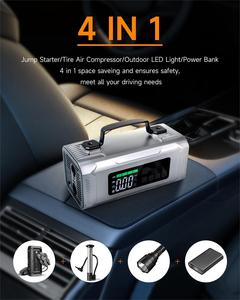 เครื่องช่วยสตาร์ทรถยนต์แบบไร้สาย แบตเตอรี่ทรงพลัง 8000MAH สำหรับรถยนต์ที่ใช้น้ำมันเบนซินไม่เกิน 4 ลิตร แรงดันสูงสุด 150PSI ชาร์จไฟได้ - Product Image 6