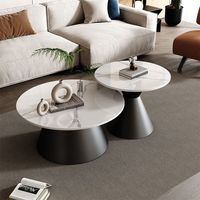 Cadre en acier carbone et dessus en pierre frittée Table basse combinée de haute qualité pour les ensembles de salon modernes
