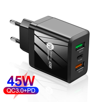ארה"ב/האיחוד האירופי/בריטניה תקע Usb C קיר מטען מתאם כפול QC3.0 פ"ד 25W 45W טלפון נסיעות מהיר מטען סוג C עבור Samsung