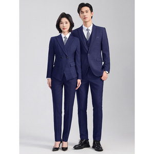 Striped Suit Set Three Piece Business Formal Wear For Men Work Uniform Anti-Wrinkle Worsted Fabric Adult Size - Product Image 1