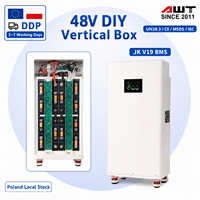 Kit DIY LiFePO4 16S 48V 51.2V dengan Dukungan Paralel JK V19 BMS, Mendukung 16 Unit, Pemutus 250A, Stok EU Poland, 15kWh 16kWh Energi Rumah Tangga