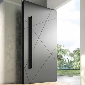 Puerta de seguridad de pivote de entrada frontal de aluminio de diseño moderno personalizado con cerradura inteligente para entrada principal Exterior de Villa - Product Image 6