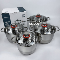 Offre Spéciale de casseroles à vapeur en acier inoxydable 4 pièces, batterie de cuisine avec couvercle