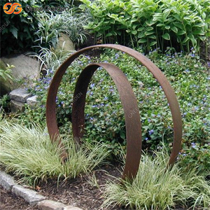 Rustique Corten Steel Circle Ring Art Sculpture en métal extérieur résistant aux intempéries pour patio - Product Image 6
