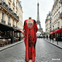 Gaun Maxi Wanita Motif Afrika Warna Perak Lengan Kelelawar Longgar Model Abaya Jubah Musim Panas Bahan Sifon Muslim Kasual Jubah Wanita