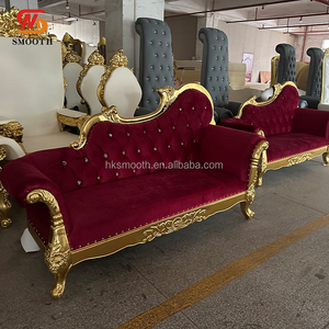 SMOOTH Indian Wedding Hotel Banquet Hall Decorative Lounge Burgundy Velvet Sofa - Product Image 2