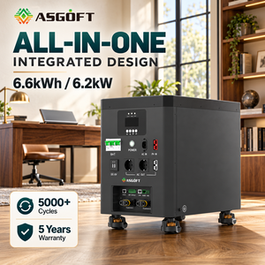 Système d'énergie solaire portable Powergo 6,6 kWh, station d'alimentation tout-en-un, onduleur solaire 6,2 kW, batterie au lithium LiFePO4 51,2 V 130 Ah - Product Image 1