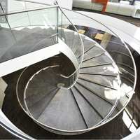 Escalier intérieur en arc, escalier courbé à une seule poutre, garde-corps en verre trempé pour villa