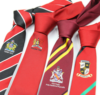 Corbata Formal Floral Ecológica y Duradera con Logotipo Personalizado, Diseño de Rayas Rojas y Doradas, Bordada, de Poliéster de Alta Calidad para Empresa
