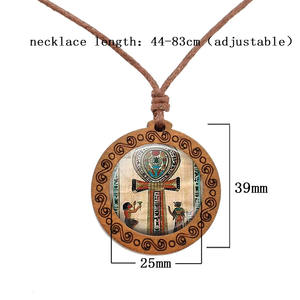 के अनबुबिस स्कार्ब लकड़ी के पेलेंट हार विंटेज इजिप्टियन पौराणिक कथाओं के साथ रस्सी चेन देहाती गहने - Product Image 5