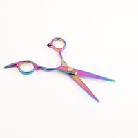 Ensemble de ciseaux de coiffure à dents plates taillés à la main droite plaquée couleur de 6 pouces peigne à lame en acier inoxydable pour la coiffure