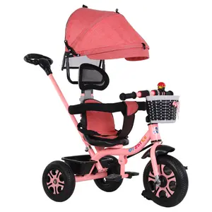 2024Hot sale 3 wheel 4 in 1 child tricycle for kids with push handle