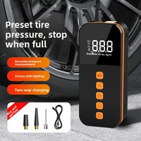 Gonfleur de pneus de voiture portable multifonctionnel avec écran numérique et éclairage, en ABS, rechargeable par USB
