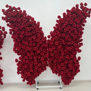 Fleurs artificielles personnalisées <span class=keywords><strong>pour</strong></span> mariage, <span class=keywords><strong>anniversaire</strong></span>, fournitures, cadre de fleurs en forme de papillon rouge, arche de fleurs en forme de cœur, décorations de fête, toile de fond - Product Image 1