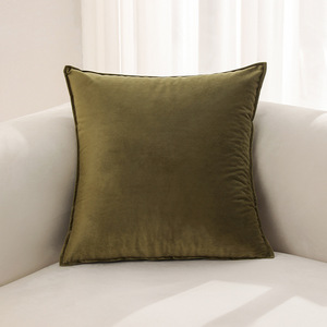 Housse de coussin et de canapé moderne carrée unie en velours hollandais avec fermeture éclair et garniture personnalisable - Product Image 4