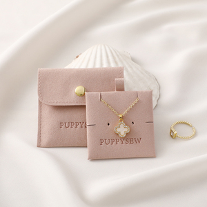 PUPPYSEW Microfiber Jewelry Pouch Necklace Bracelet Jewelry Bag and Insert Pad Suede Small Bag Jewelry Storage BagWith logo - Product Image 3