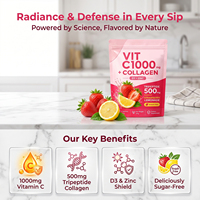 OLLI OEM Vitamine C 1000mg Tripeptide Collageen Poeder D3 Zink Aardbei-Limonade Smaak Enkelvoudige Sachet Beauty Drink Poeder