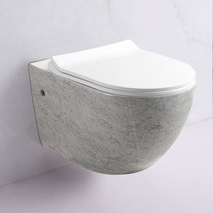 Modern Villa Suspended P Trap Ceramic Wall Hung Rimless Flushing <b>Bidet</b> Toilet Set with Concealed Tank - Product Image 3