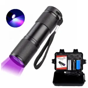 Mini Linterna LED ultravioleta para detección de orina de mascotas, marcador Invisible, luz Flash ultravioleta, 395nm, Linterna uv, 9 LED