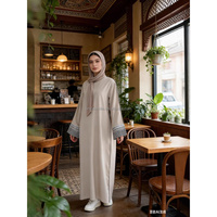 Robe Abaya Musiim pour femmes, robe à manches longues, deux couleurs avec broderie sur les manches, Moyen-Orient