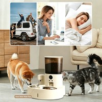 Distributeur automatique de nourriture et fontaine à eau 2-en-1 intelligent avec application de contrôle à distance, distribution programmée des portions, grande capacité pour chats et chiens